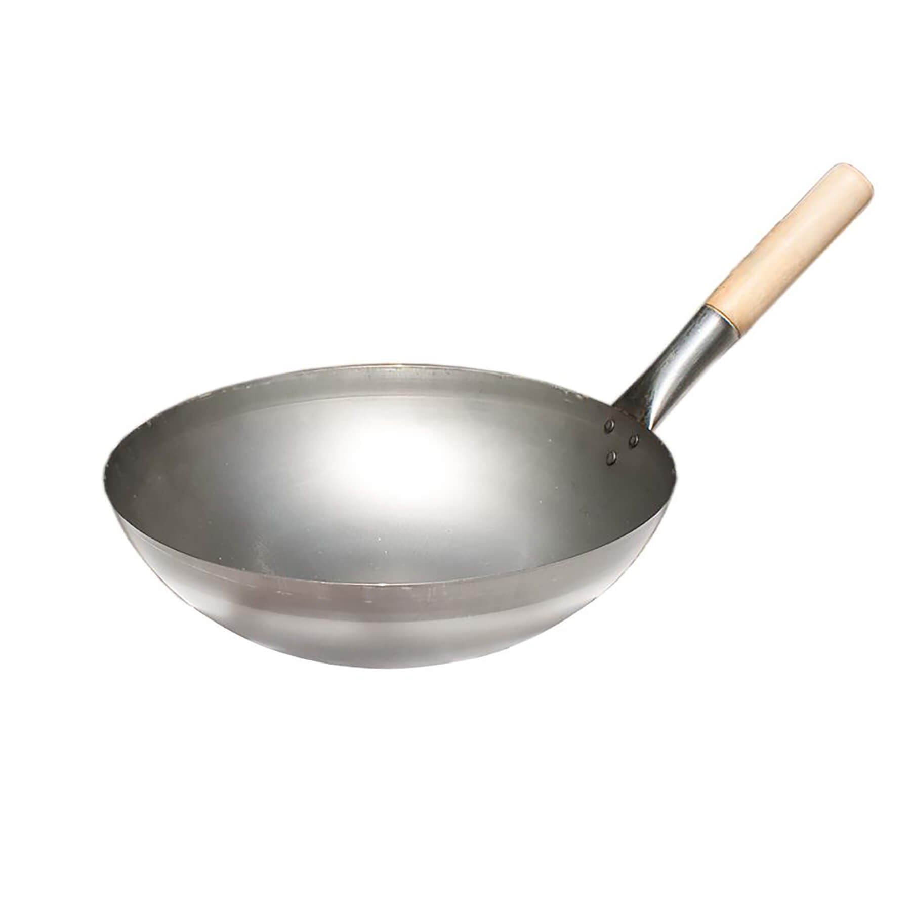 Original asiatischer Wok mit Holzgriff, Ø 35 cm - Perfekt für die Zubereitung von thailändischen, vietnamesischen oder chinesischen Gerichten auf deinem Grill!