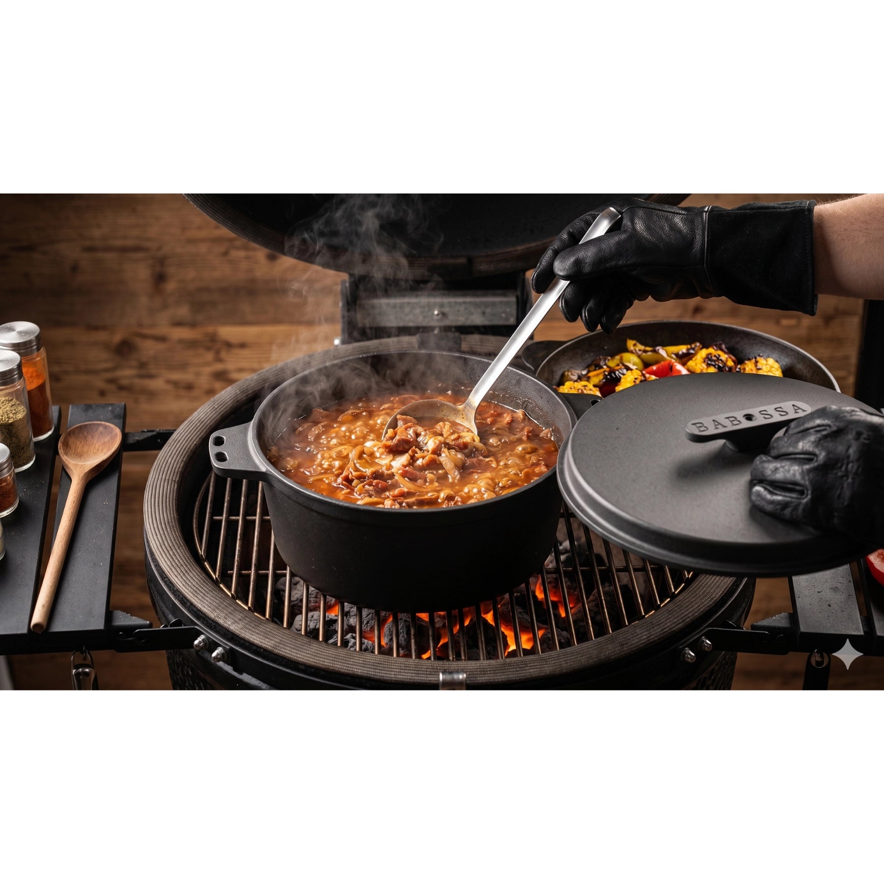Babossa 9er Innovativer Gusseiserner Topf | SET Deckelheber & Kreuz | Dutch Oven | Made In Germany