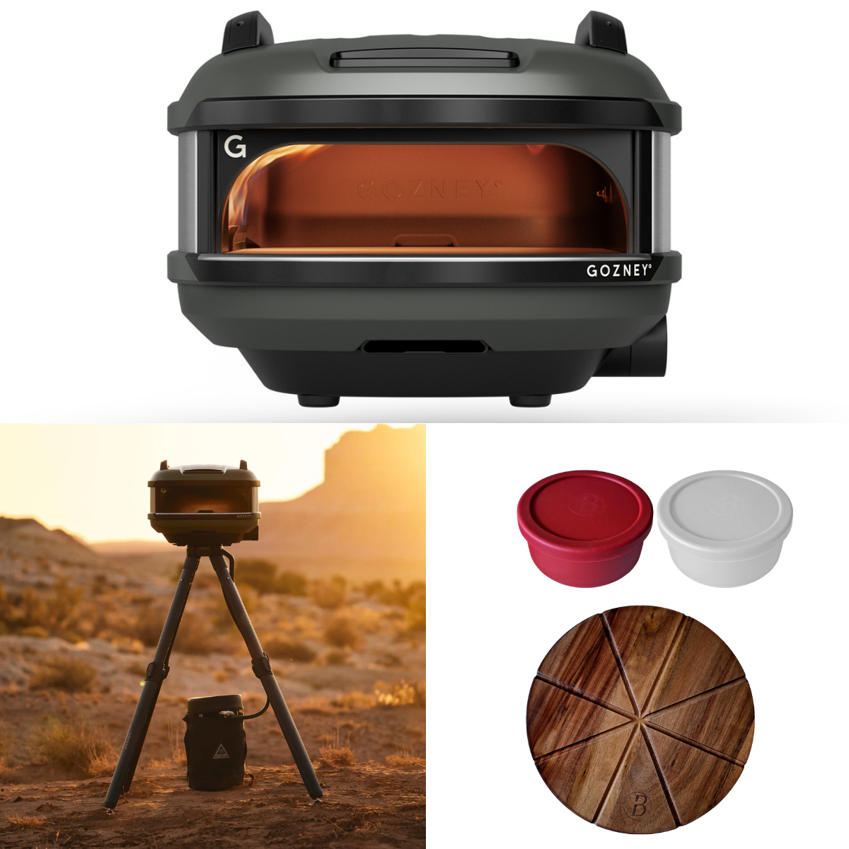 Gozney Tread schwarz inkl. Gestell, Pizzaballenbox & Pizzabrett