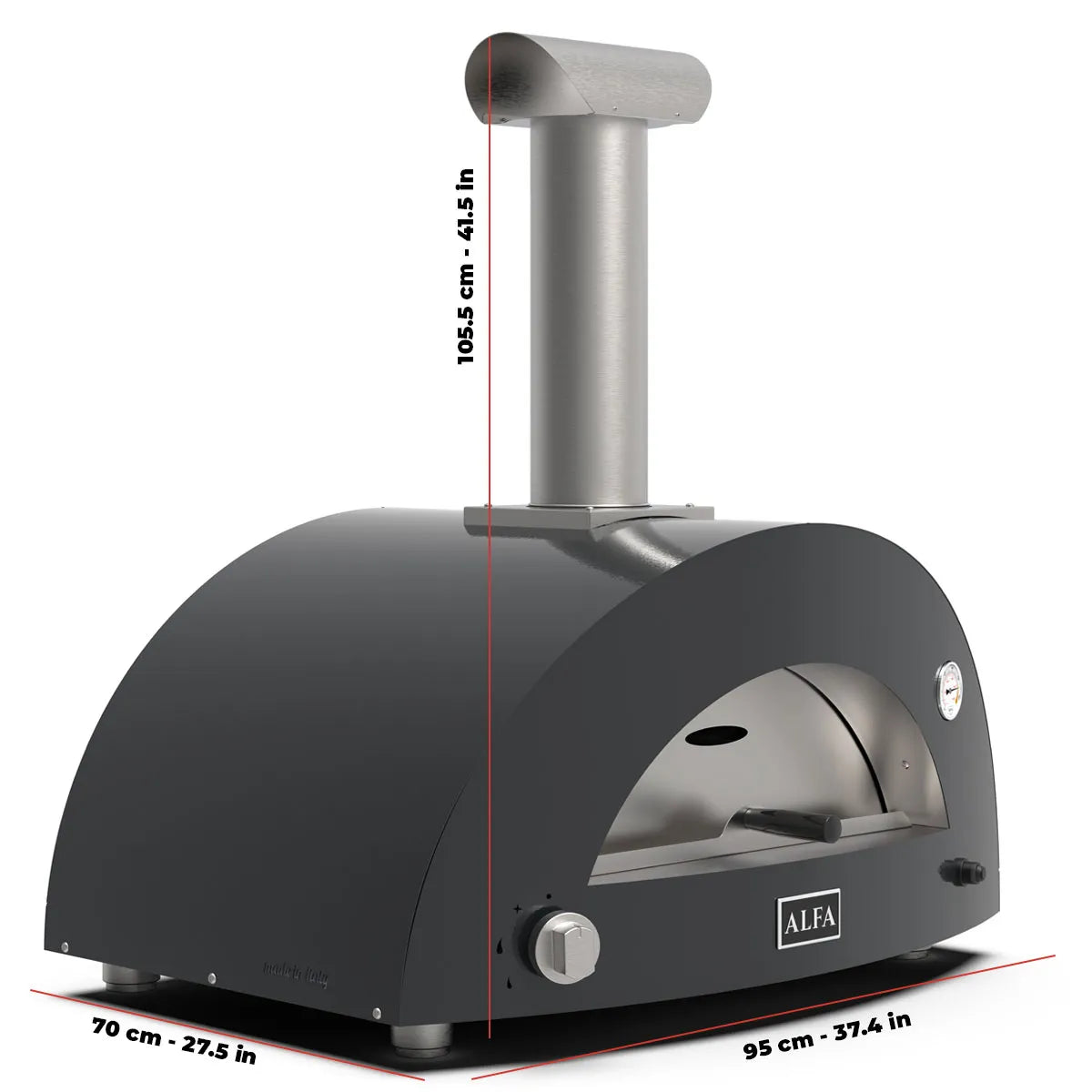 Alfa Forni Moderno 2 Pizze, Holz, Grau Maße