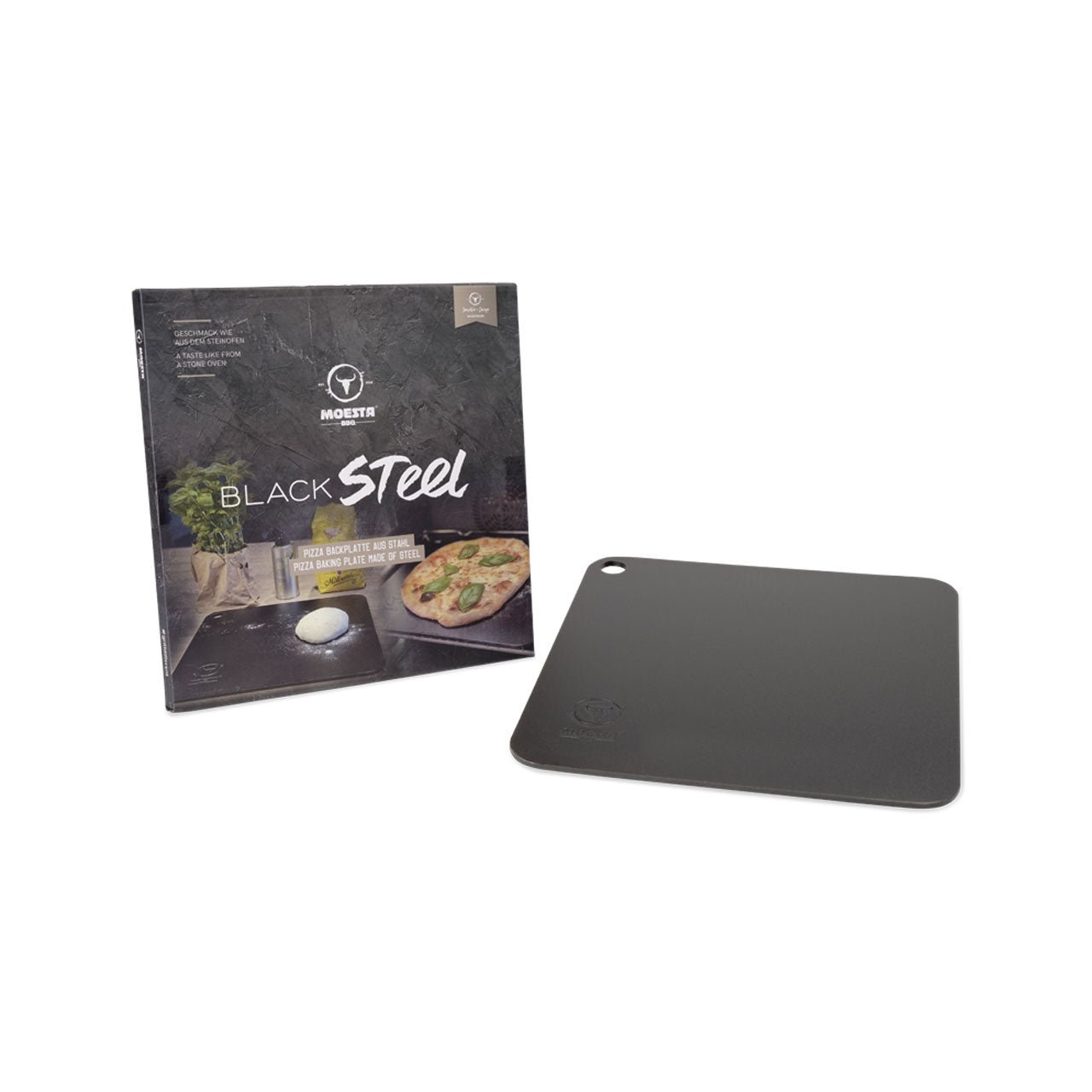 Moesta BlackSteel eckig Pizzastahl 35,5cm x 35,5cm x 6mm