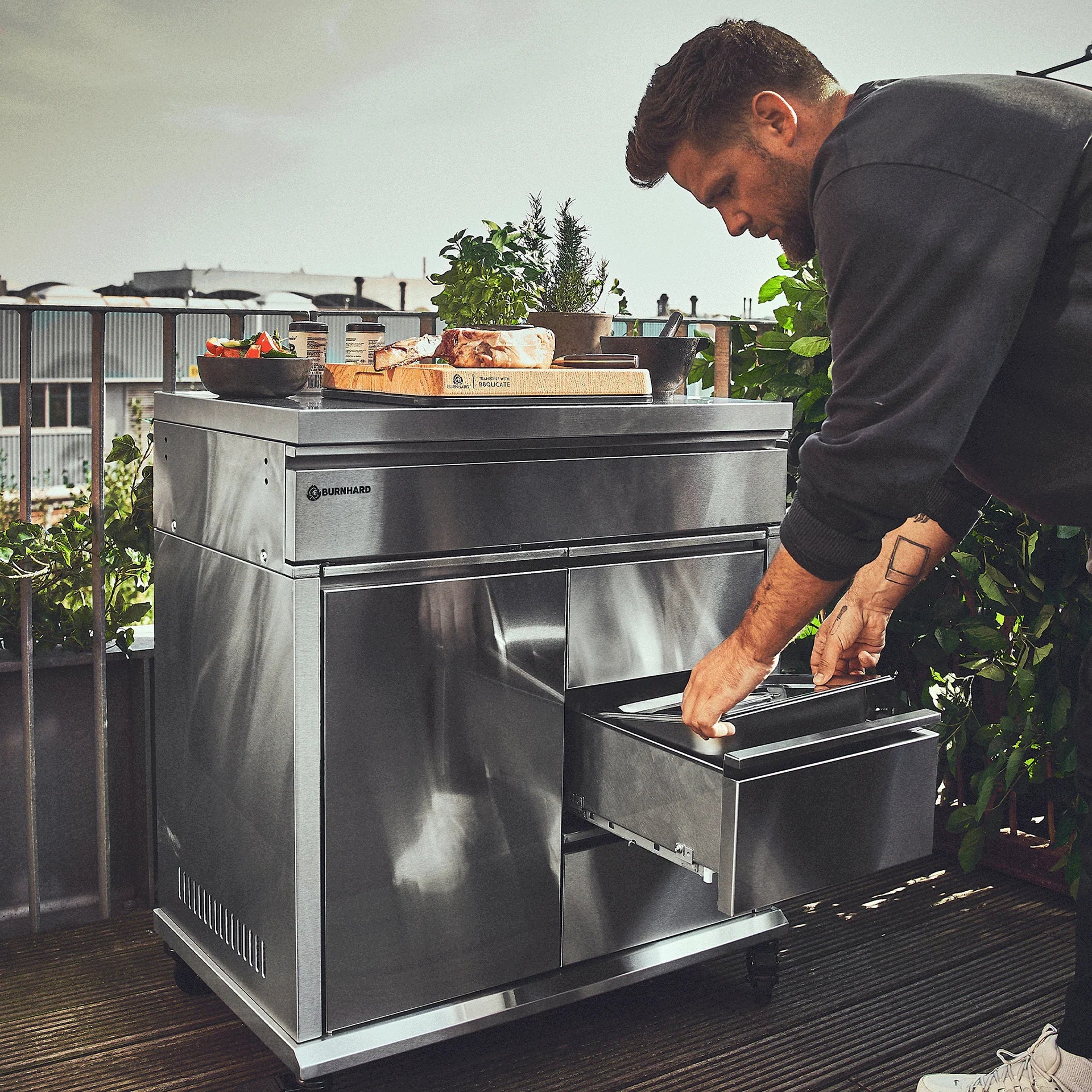 Burnhard Grill Beistellwagen Edelstahl