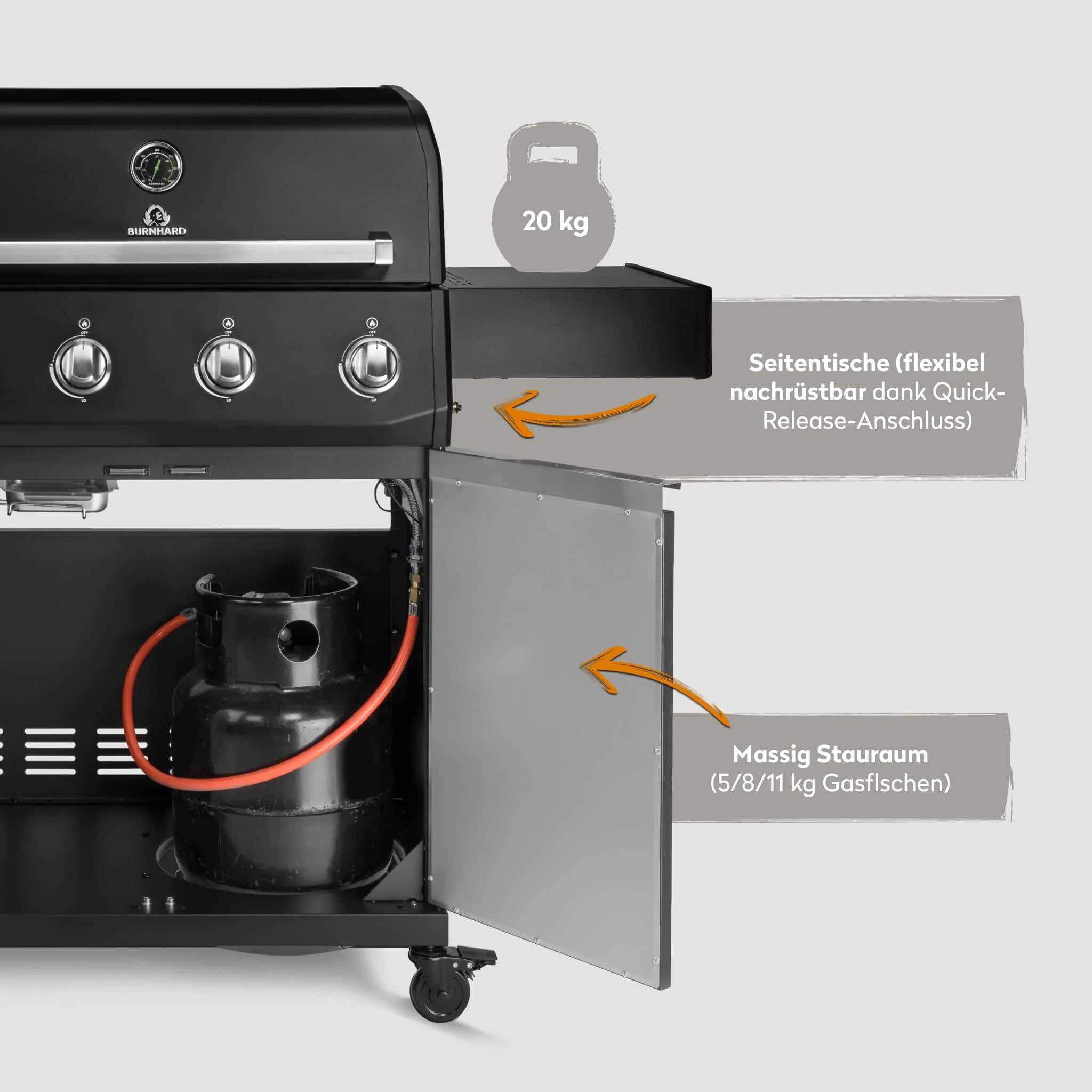 Burnhard Big FRED Base Gasgrill 4-Brenner Basic mit Edelstahlrost Series 4