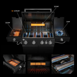 Burnhard Big FRED Deluxe Gasgrill Black Edition 4-Brenner mit Edelstahlrost Series 4