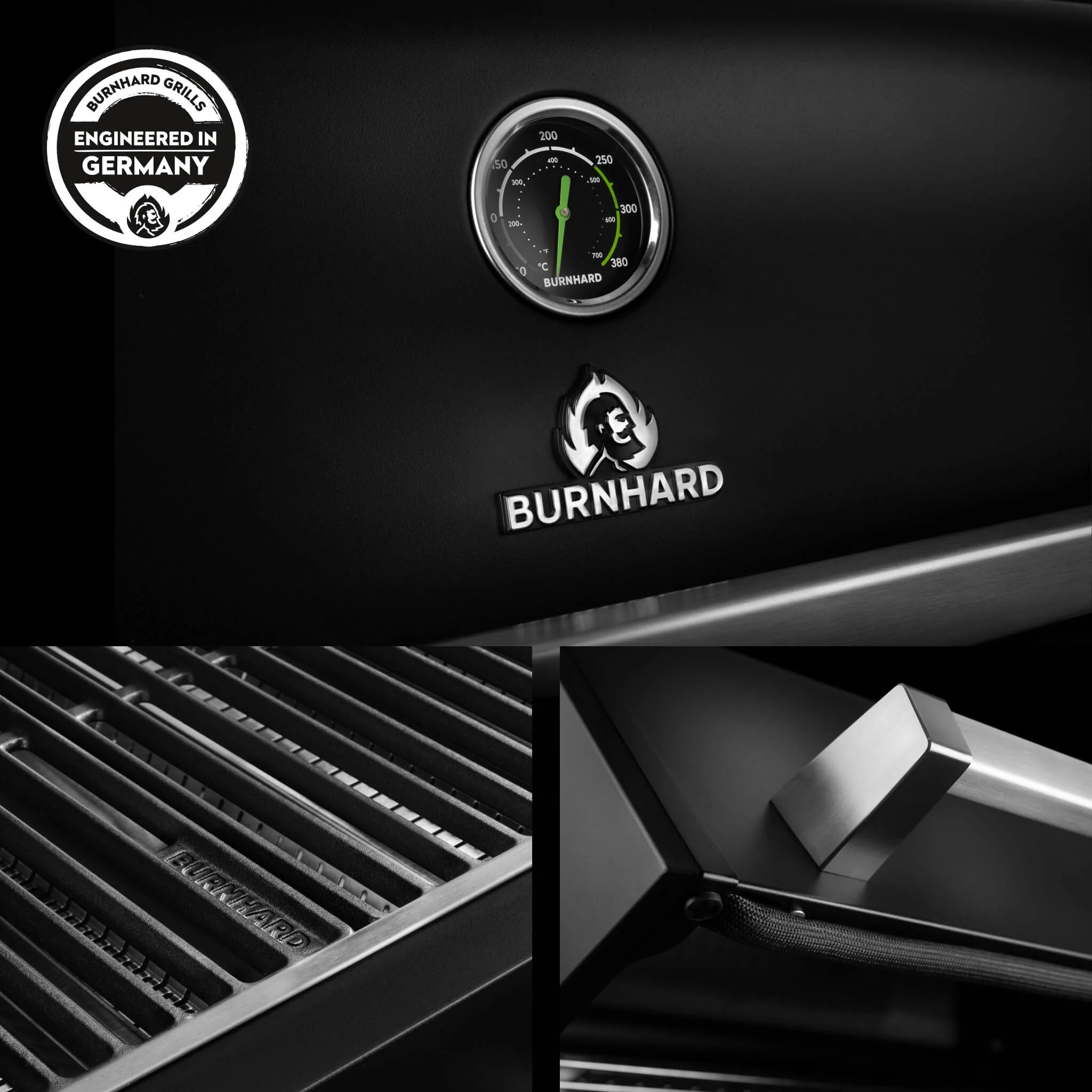 Burnhard FRED Jr. Deluxe Gasgrill Black Edition 2-Brenner mit Gussrost Series 4