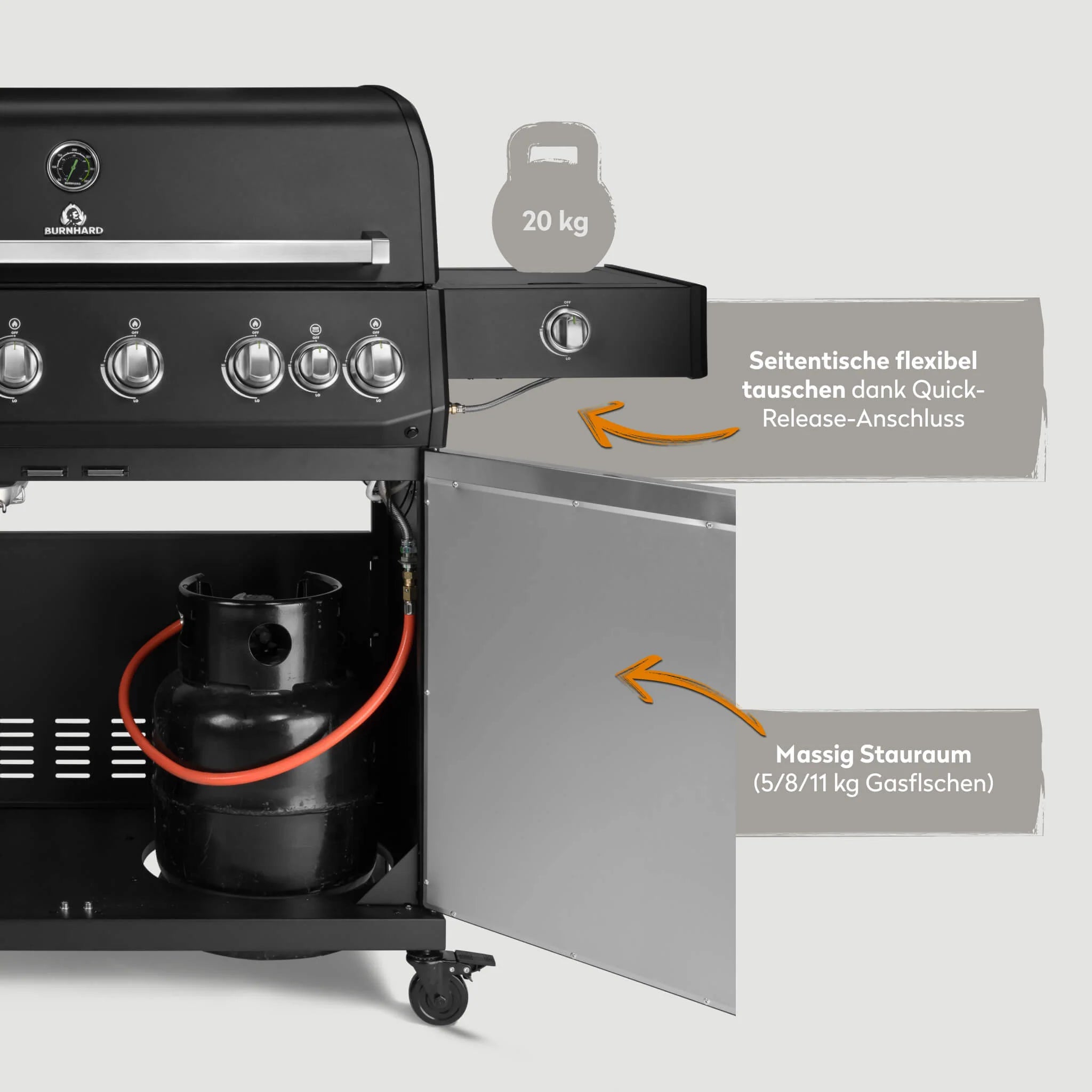 Burnhard Fat FRED Deluxe Gasgril Black Edition 6-Brenner mit Gusseisenrost (Series 4)