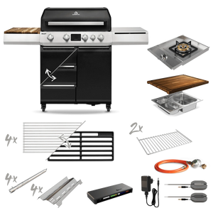 Burnhard GRANT Upgrade - Modularer Gasgrill 4-Brenner mit Schubladen und Gusseisenrost