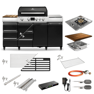 Burnhard GRANT Pro - Modularer Gasgrill 4-Brenner mit Türen und Gusseisenrost