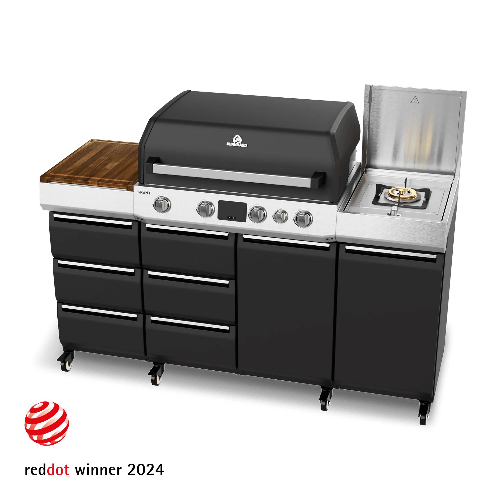 Burnhard GRANT Pro - Modularer Gasgrill 4-Brenner mit Türen und Gusseisenrost
