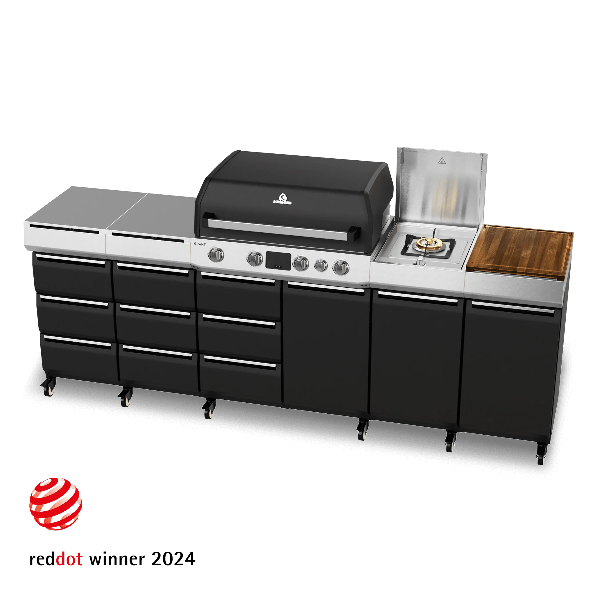 Burnhard GRANT Station - Modularer Gasgrill 4-Brenner mit Schubladen und Edelstahlrost