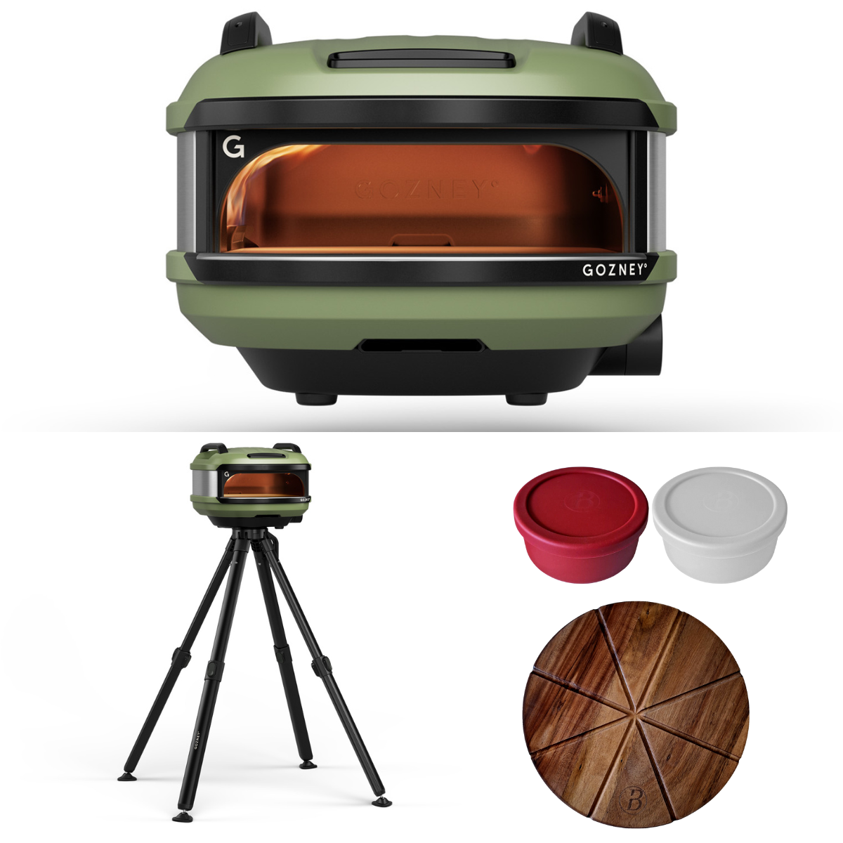 Gozney Tread grün inkl. Gestell, Pizzaballenbox & Pizzabrett