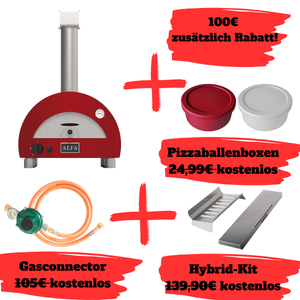 Alfa Forni Moderno 1 Pizze Bundle, Gas/Hybrid, Rot