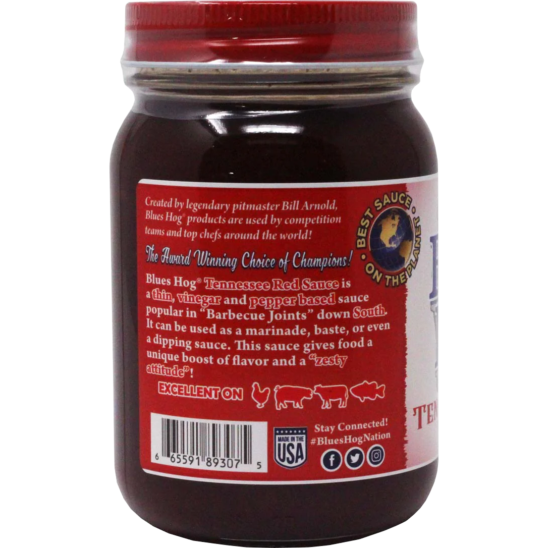 Etiket Rückseite Blues Hog "Tennessee Red Sauce"