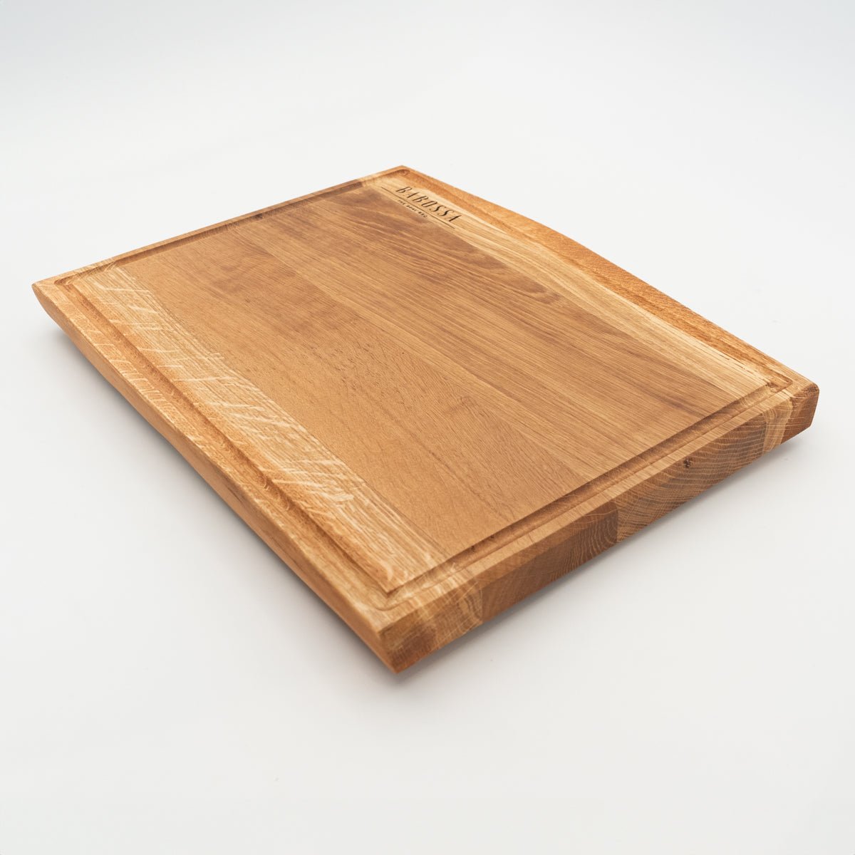 BABOSSA | Eichen Schneidebrett L | Naturkante | Saftrille | 44,5x35x4,5 cm